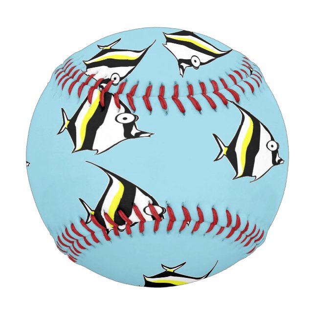 Pelota De Béisbol Patrón azul de peces de cebra mate (Anverso)