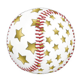 Pelota De Béisbol Patrón blanco elegante de estrellas doradas