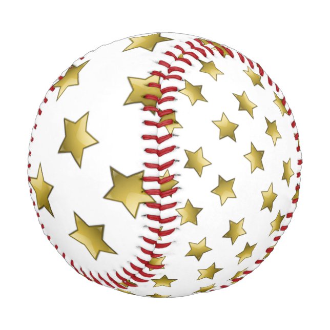 Pelota De Béisbol Patrón blanco elegante de estrellas doradas (Angular)