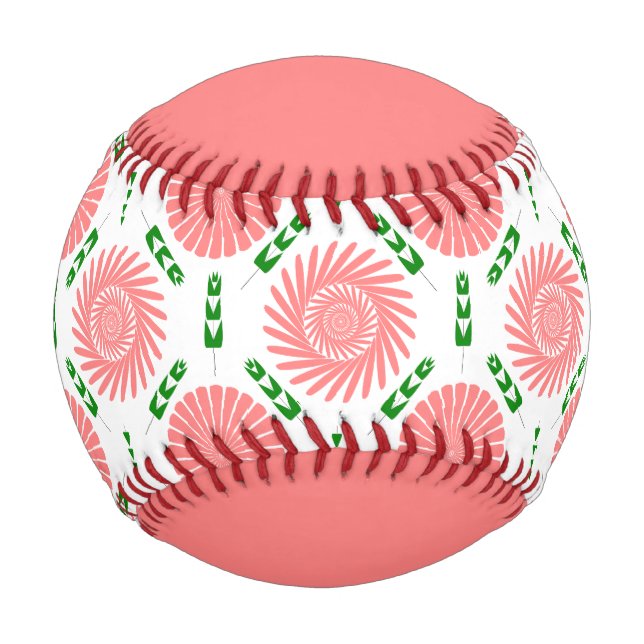 Pelota De Béisbol patrón con flores rosas (Anverso)