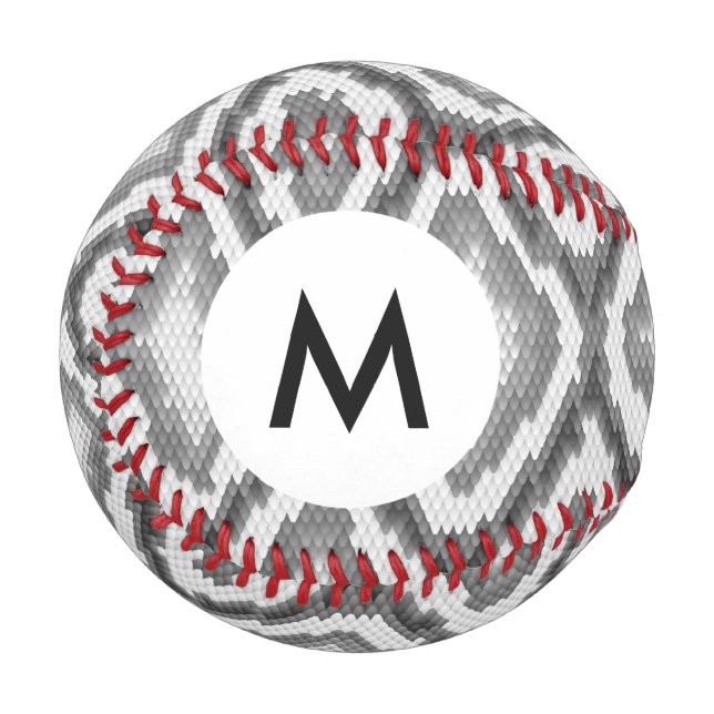 Pelota De Béisbol Patrón cutáneo de serpiente en Python monograma (Anverso izquierdo)