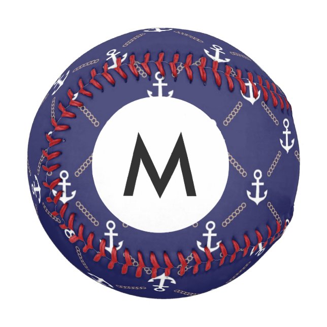 Pelota De Béisbol Patrón de anclaje de monograma (Anverso izquierdo)