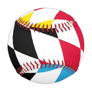 Pelota De Béisbol Patrón de bandera de diamante azul amarillo rojo n
