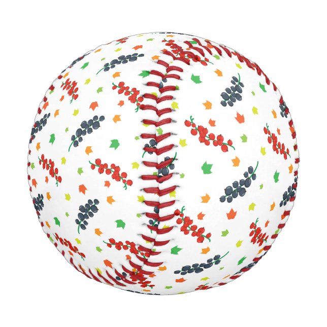 Pelota De Béisbol Patrón De Bayas, Redberry, Blueberry, Fruta (Angular)