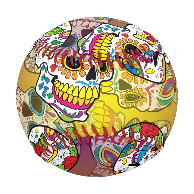 Pelota De Béisbol Patrón de calaveras azucareras (Anverso)