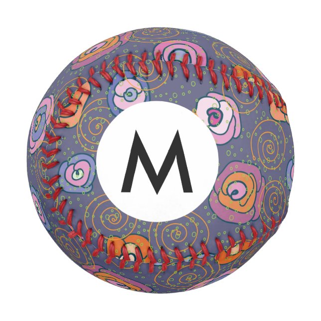 Pelota De Béisbol Patrón de campo rosa abstracto (Anverso izquierdo)