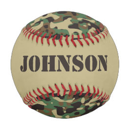 Pelota De Béisbol Patrón de camuflaje de nombre personalizado