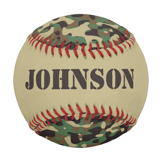 Pelota De Béisbol Patrón de camuflaje de nombre personalizado (Reverso)