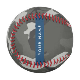 Pelota De Béisbol Patrón de camuflaje gris, tu nombre, Personaliza