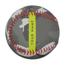 Pelota De Béisbol Patrón de camuflaje gris, tu nombre, Personaliza