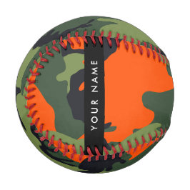 Pelota De Béisbol Patrón de camuflaje naranja, tu nombre, personaliz