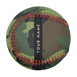 Pelota De Béisbol Patrón de camuflaje verde, nombre, personalización