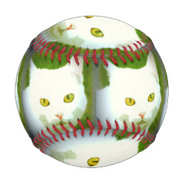 Pelota De Béisbol patrón de cara de gato blanco Thunder_Cove