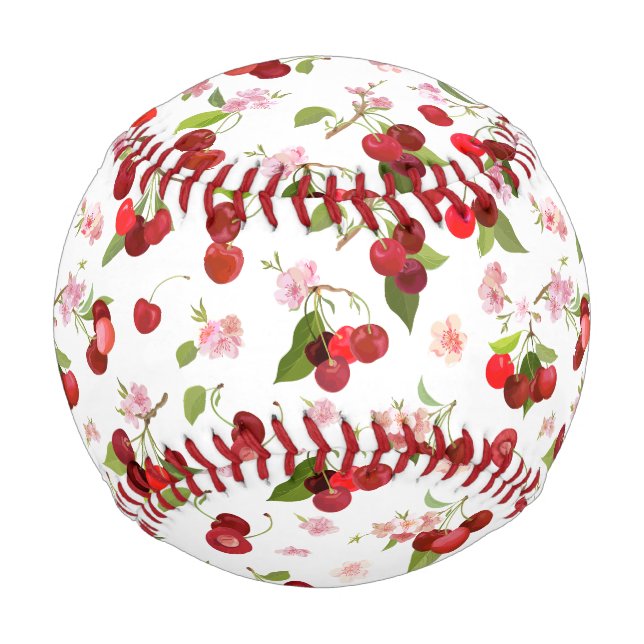 Pelota De Béisbol Patrón de Cereza 1 (Anverso)