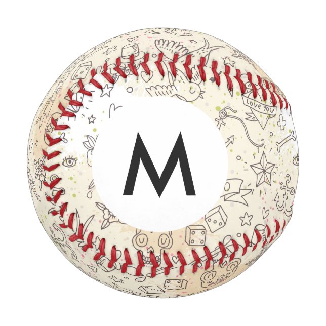 Pelota De Béisbol Patrón de concepto del tatuaje monográfico (Anverso izquierdo)