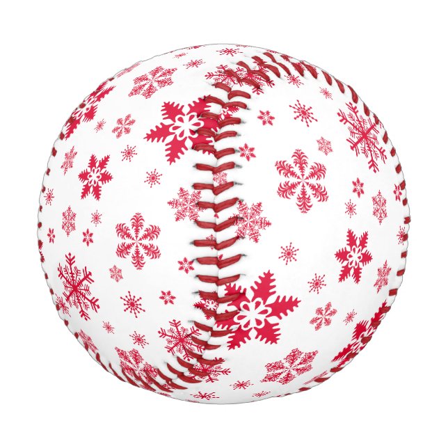 Pelota De Béisbol Patrón de copos de nieve, copos de nieve rojos, ni (Angular)
