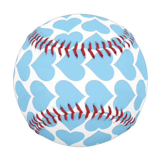 Pelota De Béisbol Patrón de corazón azul, romántico, amor (Reverso)