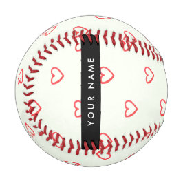 Pelota De Béisbol Patrón de corazones rojos, amor, tu nombre, person