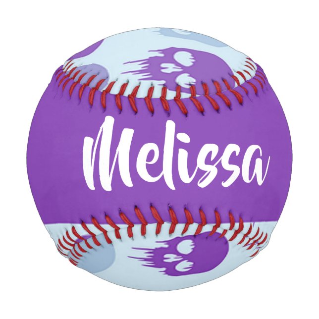 Pelota De Béisbol Patrón de cráneo morado y azul (Anverso)