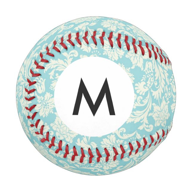Pelota De Béisbol Patrón de Damasco de Monograma 3 (Anverso izquierdo)