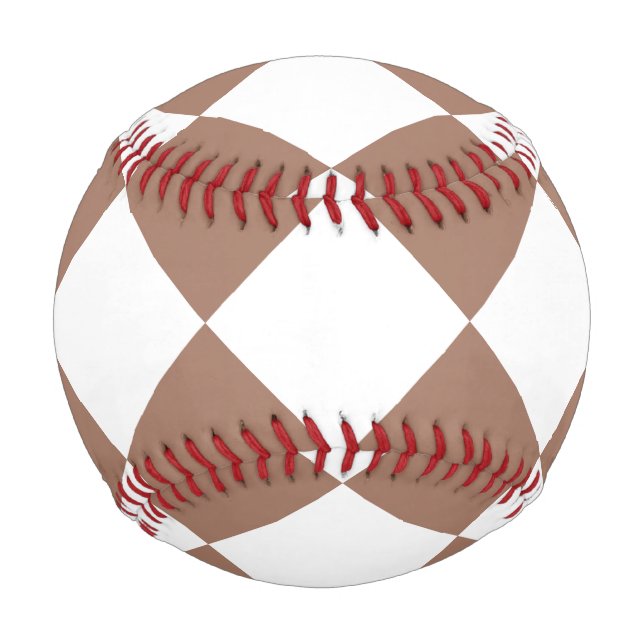 Pelota De Béisbol Patrón de diamantes en blanco y mousse de mocha (Anverso)