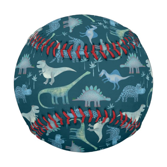Pelota De Béisbol Patrón de dinosaurios verde Verde azulado (Anverso)