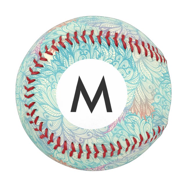 Pelota De Béisbol Patrón de Doodle Floral Multicolor (Anverso izquierdo)