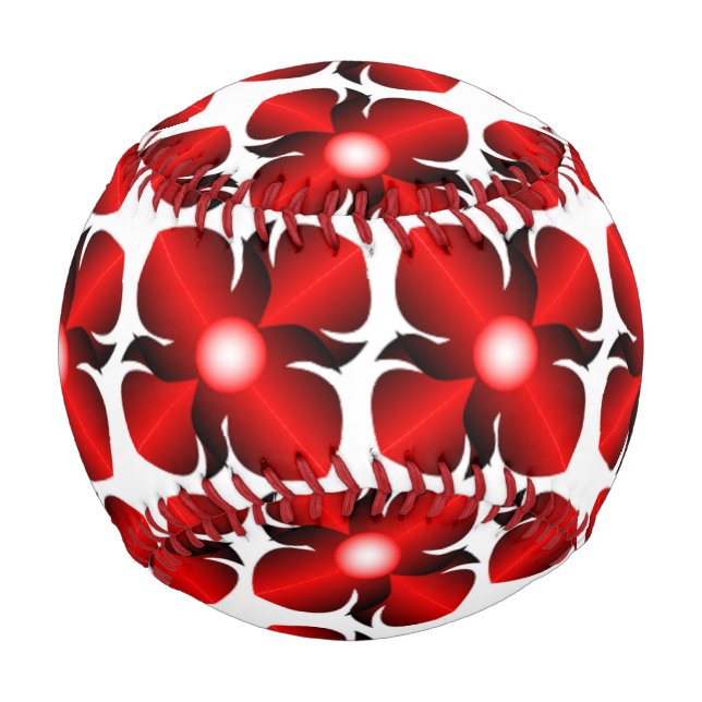 PELOTA DE BÉISBOL PATRÓN DE FLORES ROJOS (Anverso)