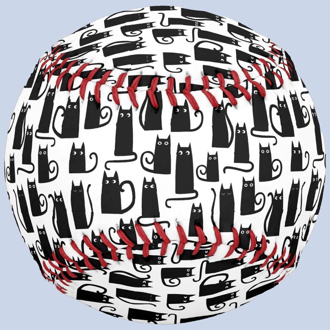 Pelota De Béisbol Patrón de gato negro (Fun black cat pattern baseball for animal lovers)