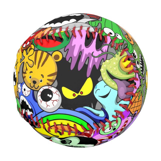 Pelota De Béisbol Patrón de Halloween de personajes adorables (Anverso derecho)