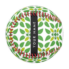 Pelota De Béisbol Patrón de Hoja, Hojas Verdes, Tu Nombre