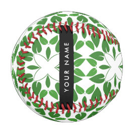Pelota De Béisbol Patrón de Hoja, Hojas Verdes, Tu Nombre