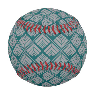 Pelota De Béisbol Patrón de hojas cuadradas Verde azulado neutro