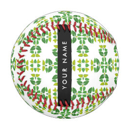 Pelota De Béisbol Patrón de hojas, hojas verdes, tu nombre