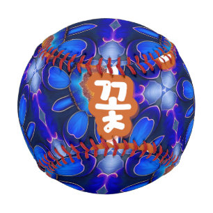 Pelota De Béisbol Patrón de las flores azules abstractas