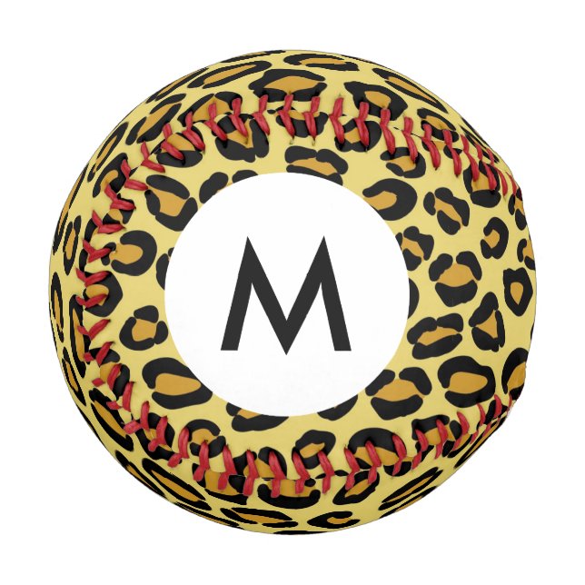 Pelota De Béisbol Patrón de leopardo de monograma (Anverso izquierdo)