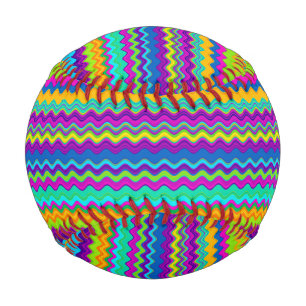 Pelota De Béisbol Patrón de línea ondulada multicolor