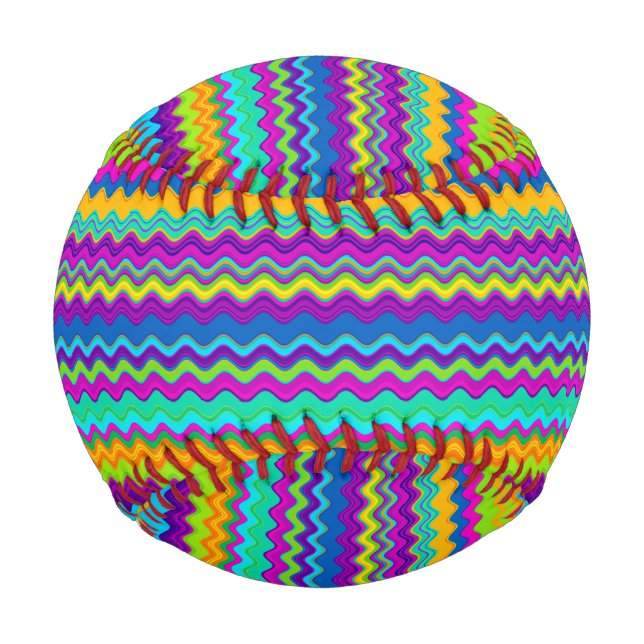 Pelota De Béisbol Patrón de línea ondulada multicolor (Anverso)