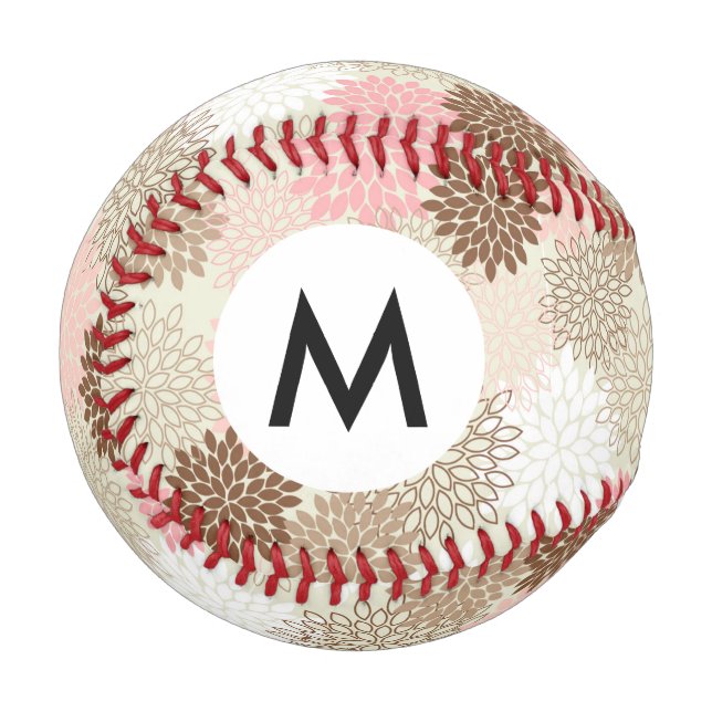 Pelota De Béisbol Patrón De Mamá Rosa Y Marrón (Anverso izquierdo)