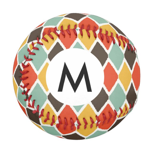 Pelota De Béisbol Patrón de moda tribal de ikat moderno (Anverso izquierdo)