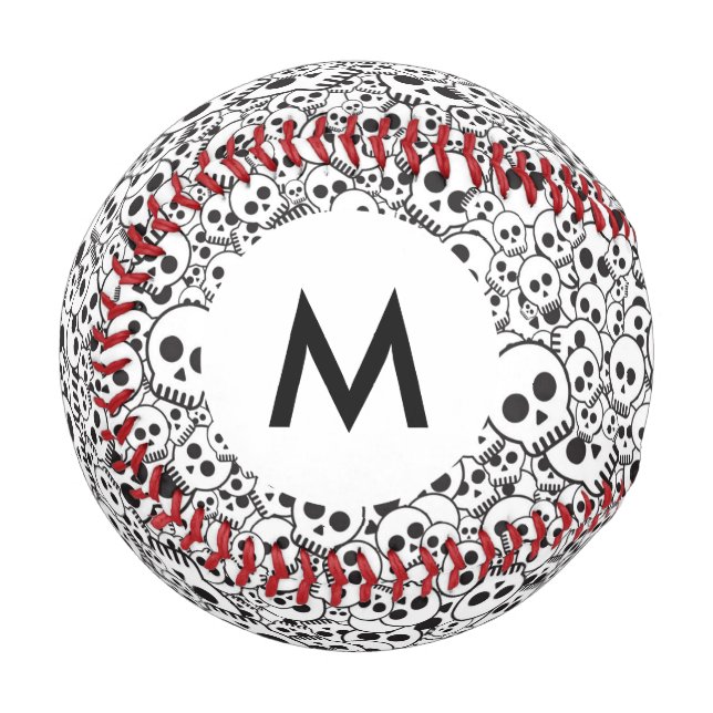 Pelota De Béisbol Patrón de monograma con cráneo (Anverso izquierdo)
