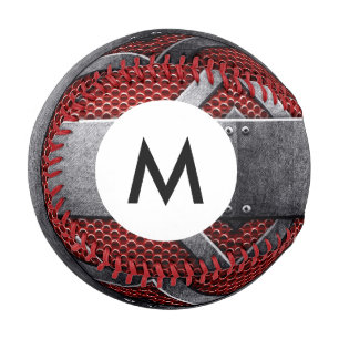 Pelota De Béisbol Patrón de monograma de placa metalizado