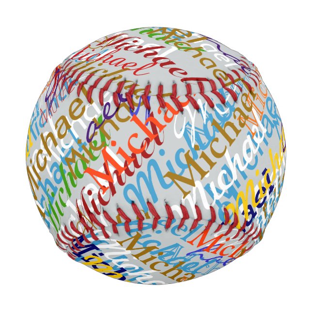 Pelota De Béisbol patrón de nombres coloridos personalizado (Anverso)