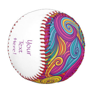 Pelota De Béisbol Patrón de ondulación giratoria retro colorido de j