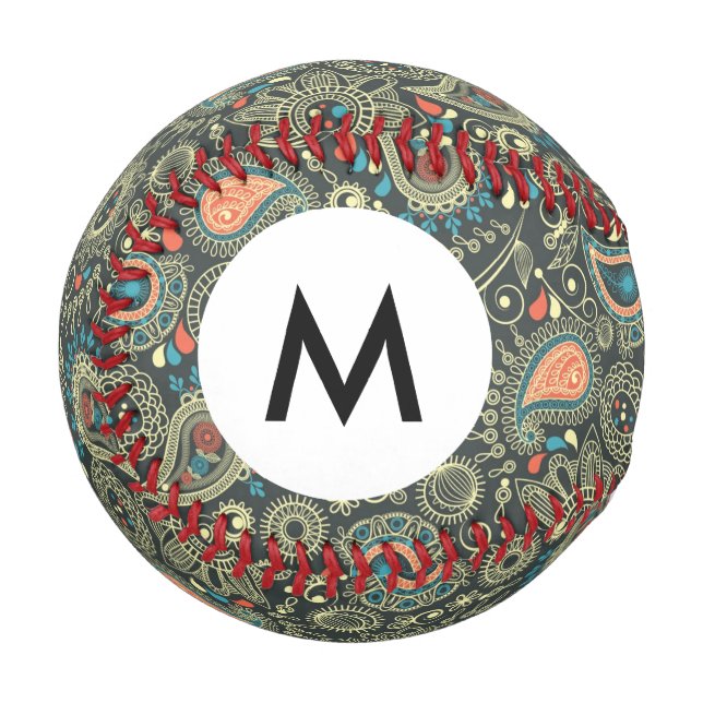 Pelota De Béisbol Patrón de Paisley Monograma 3 (Anverso izquierdo)