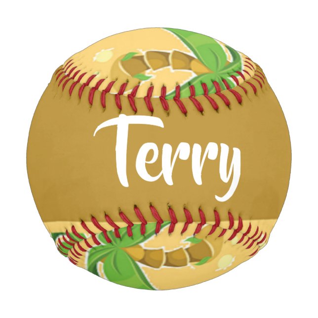 Pelota De Béisbol Patrón de palmeras tropicales (Anverso)