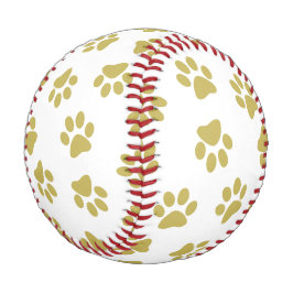 Pelota De Béisbol Patrón De Paws, Paws De Perro, Papas De Oro