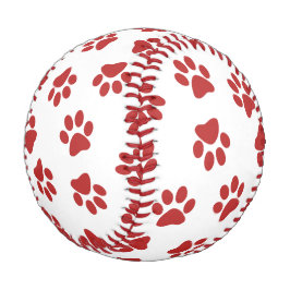 Pelota De Béisbol Patrón De Paws, Paws De Perro, Papas Rojas