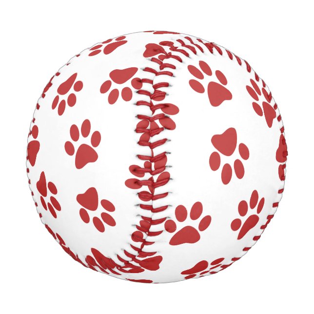 Pelota De Béisbol Patrón De Paws, Paws De Perro, Papas Rojas (Angular)