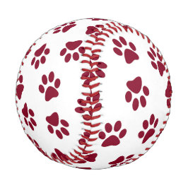 Pelota De Béisbol Patrón De Paws, Paws De Perro, Paws De Borgoña